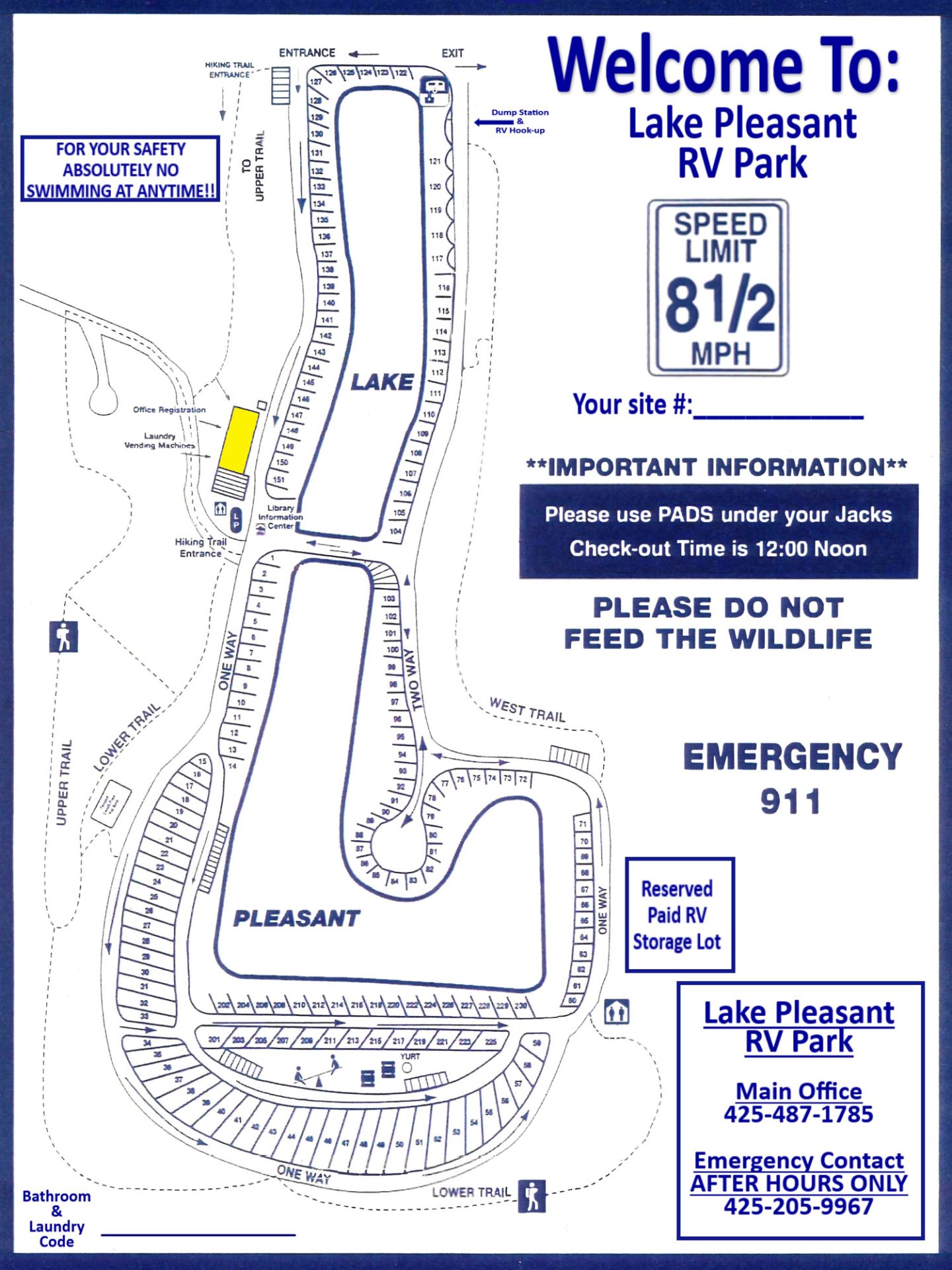 Park Map of Lake Pleasant RV Park | RV Camping in Bothell WA